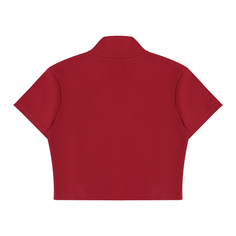 Women's Cropped Full Zip Short Sleeve T-Shirt