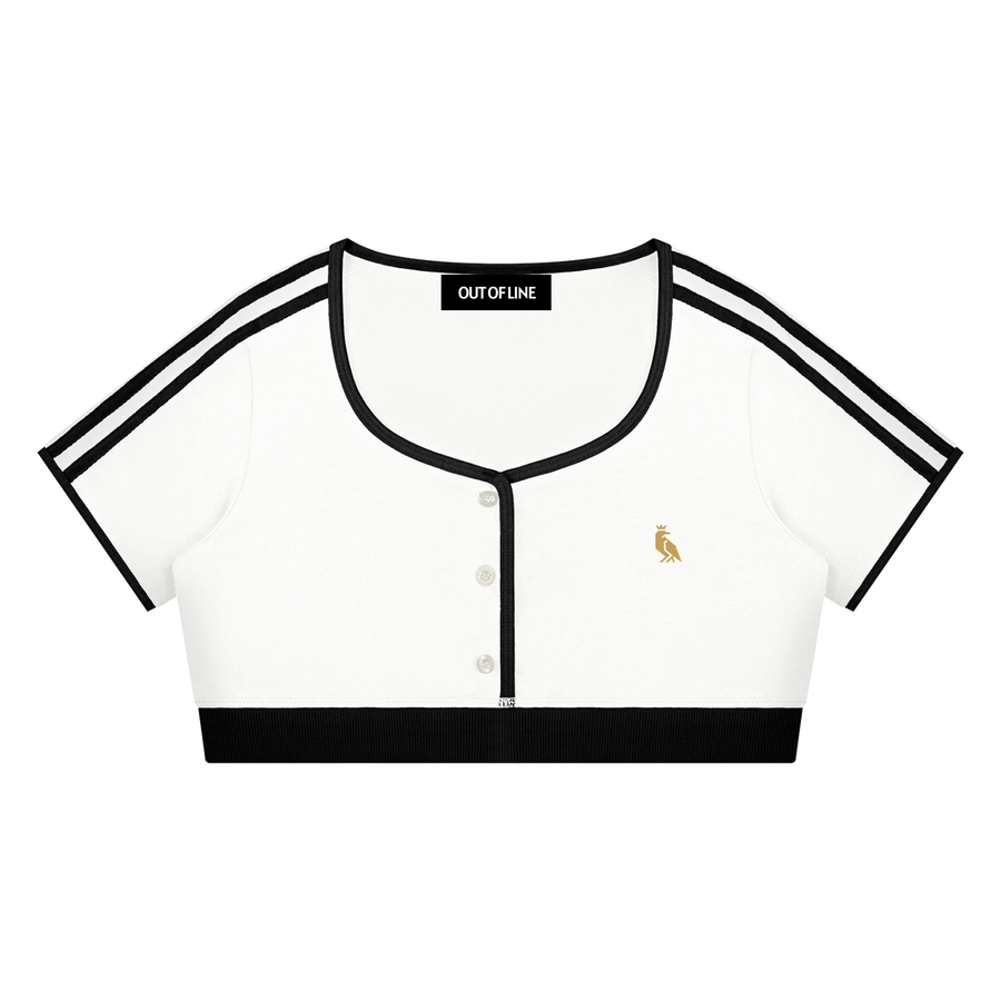 Camiseta crop RUFF RINGER blanca para mujer - vista principal