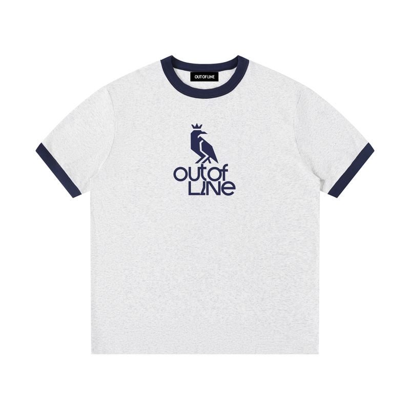 Contrast Edge Ribbed Crewneck T-Shirt