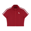 Women's Cropped Full Zip Short Sleeve T-Shirt