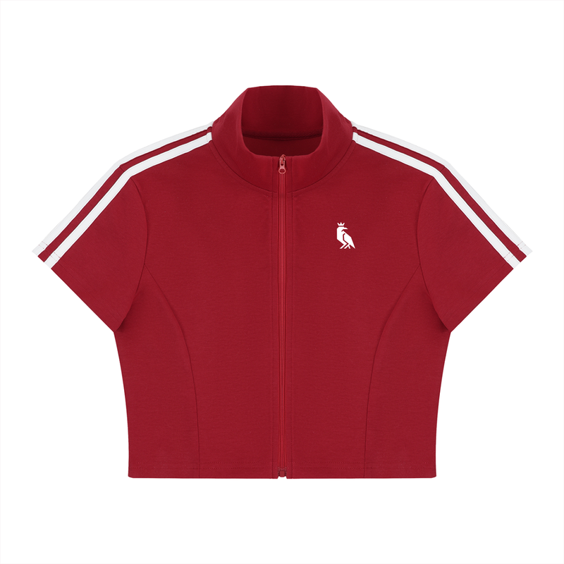 Women's Cropped Full Zip Short Sleeve T-Shirt