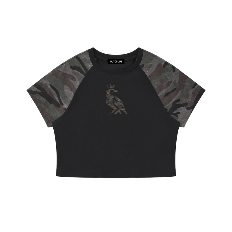 Women’s Camo Raglan Crop T-Shirt