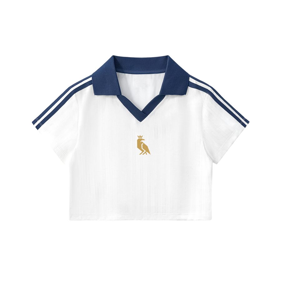 Jersey crop RUFF MATCHDAY blanco y azul marino para mujer - vista principal