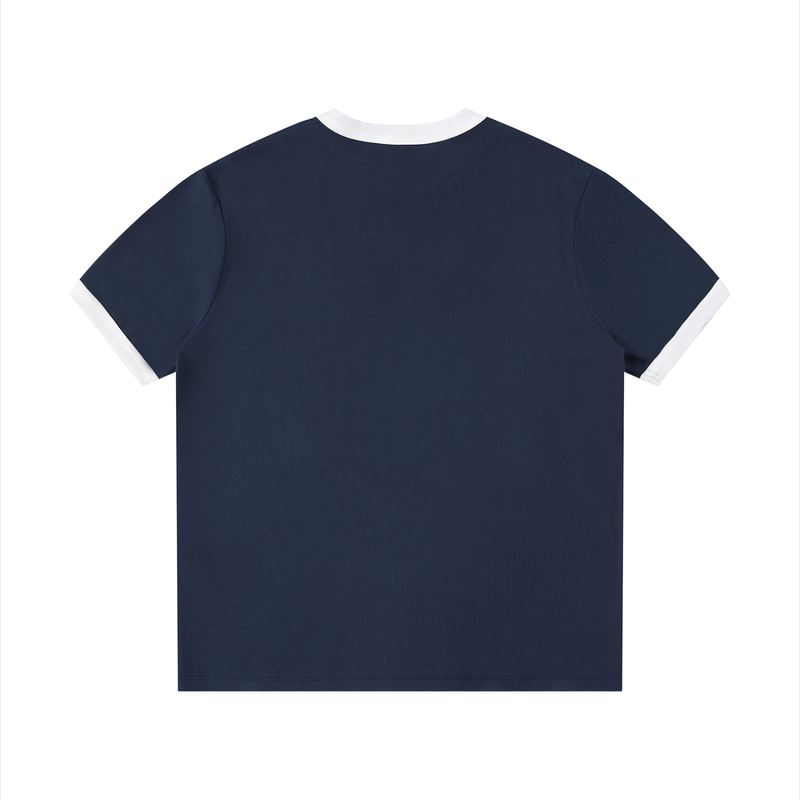 Contrast Edge Ribbed Crewneck T-Shirt