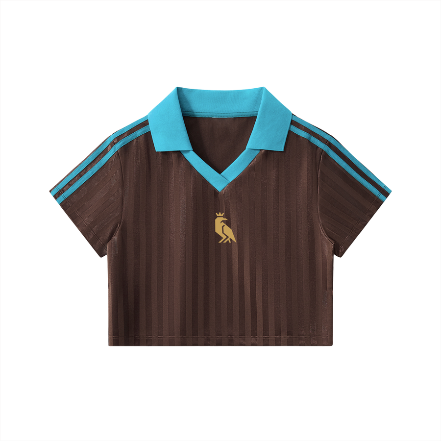 Jersey crop RUFF MATCHDAY marrón y azul para mujer - vista principal