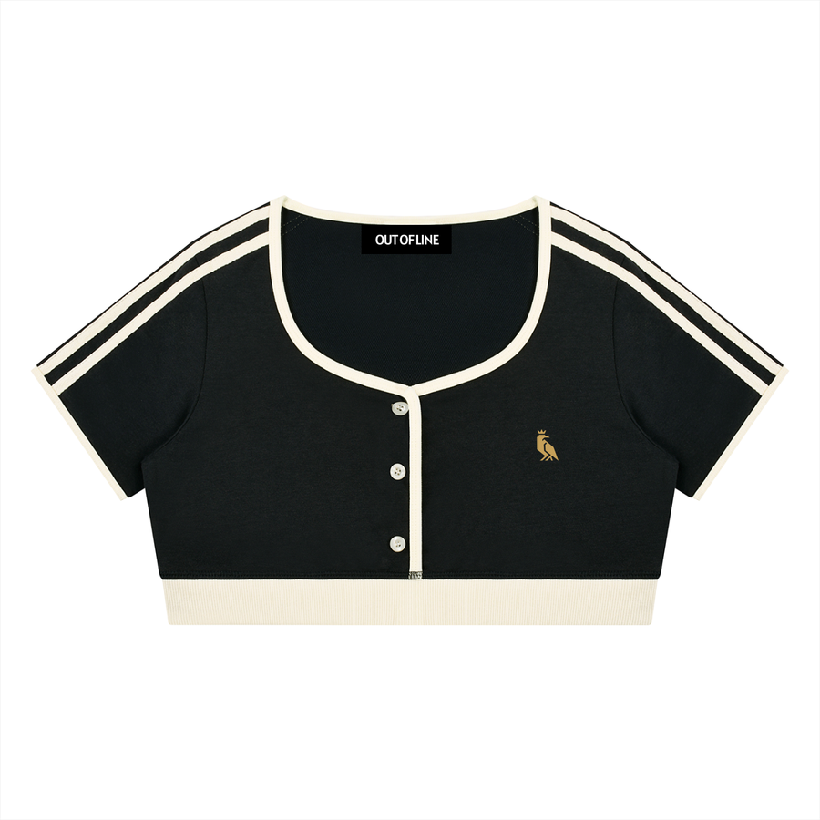 Camiseta crop RUFF RINGER negra para mujer - vista principal