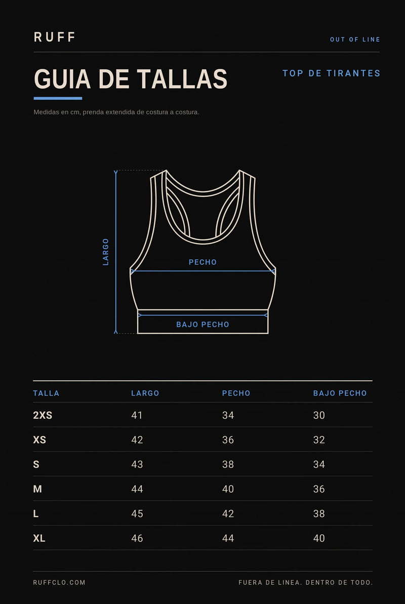 Camiseta tirantes chica — Guía de tallas